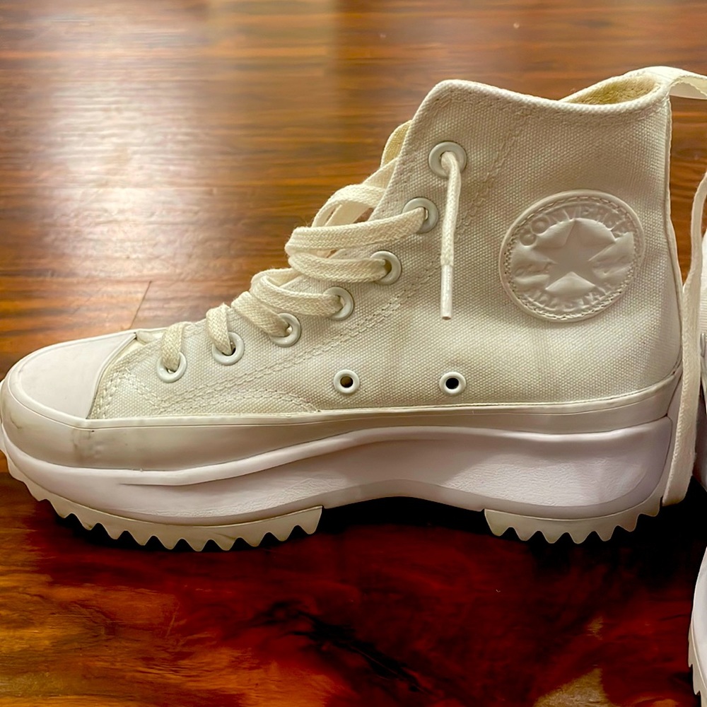 Converse Run Star Hike All White High Top Shoes